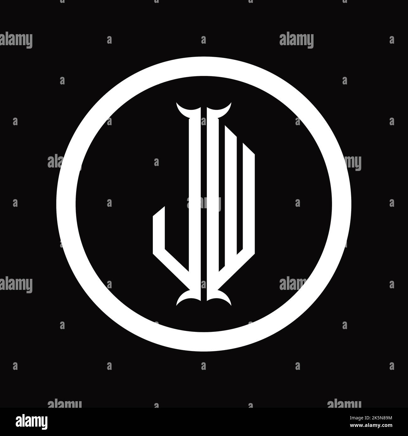 WJ Logo monogram letter with hexagon horn shape design template Stock ...
