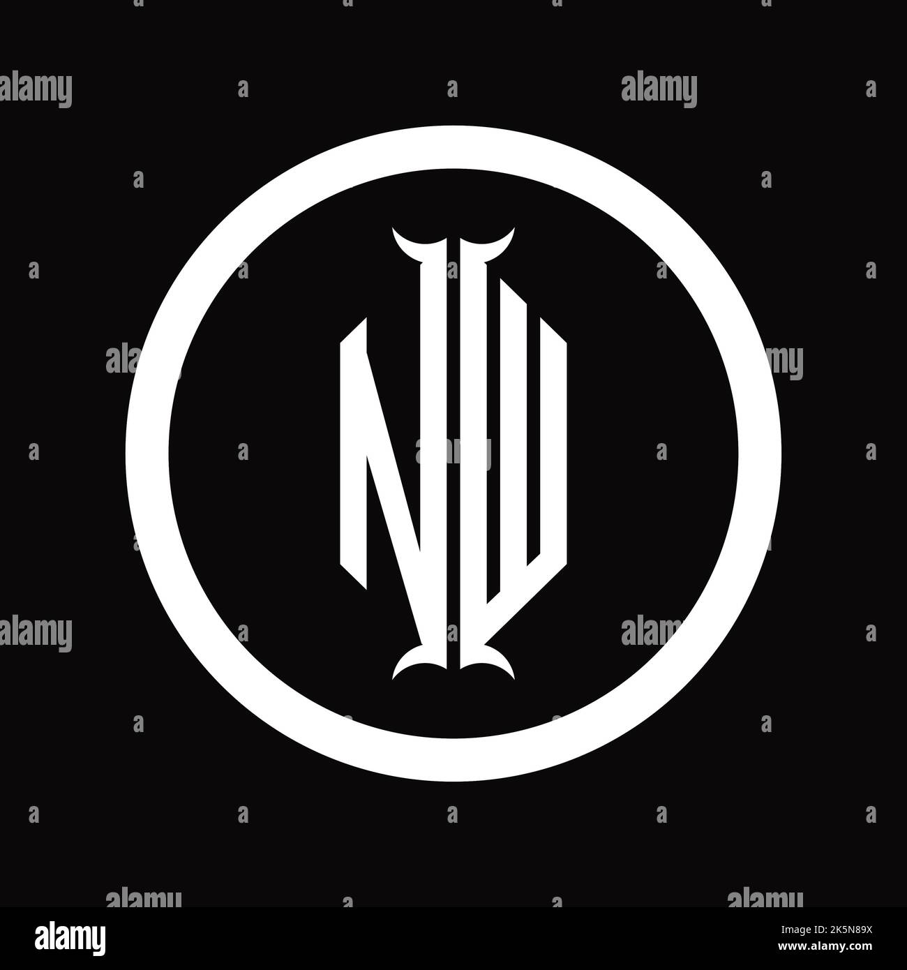 WN Logo monogram letter with hexagon horn shape design template Stock Photo