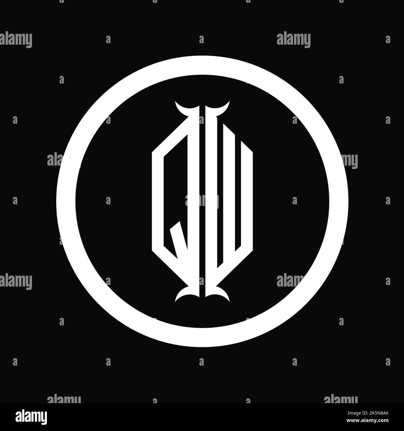 WQ Logo monogram letter with hexagon horn shape design template Stock ...