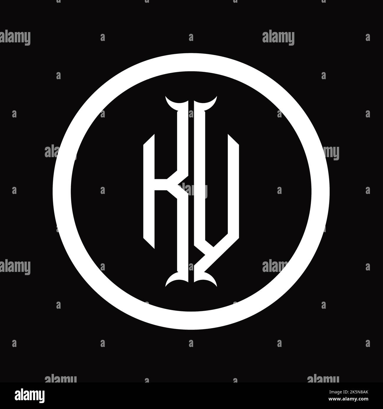 VK Logo monogram letter with hexagon horn shape design template Stock ...