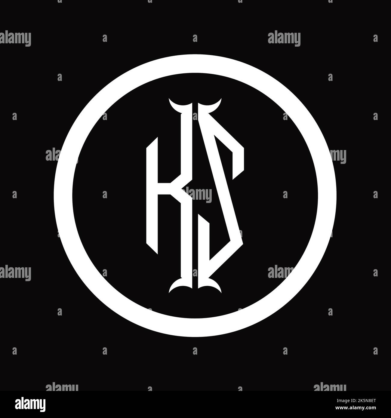 ZK Logo monogram letter with hexagon horn shape design template Stock ...