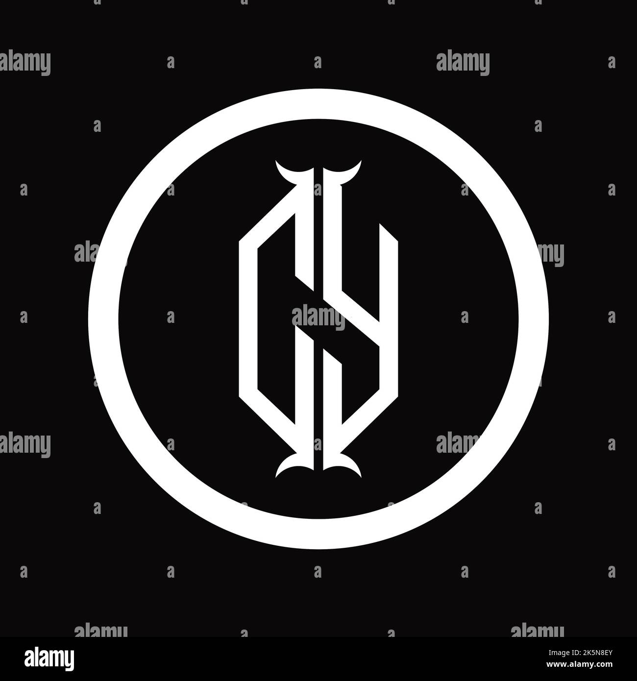 YC Logo monogram letter with hexagon horn shape design template Stock ...