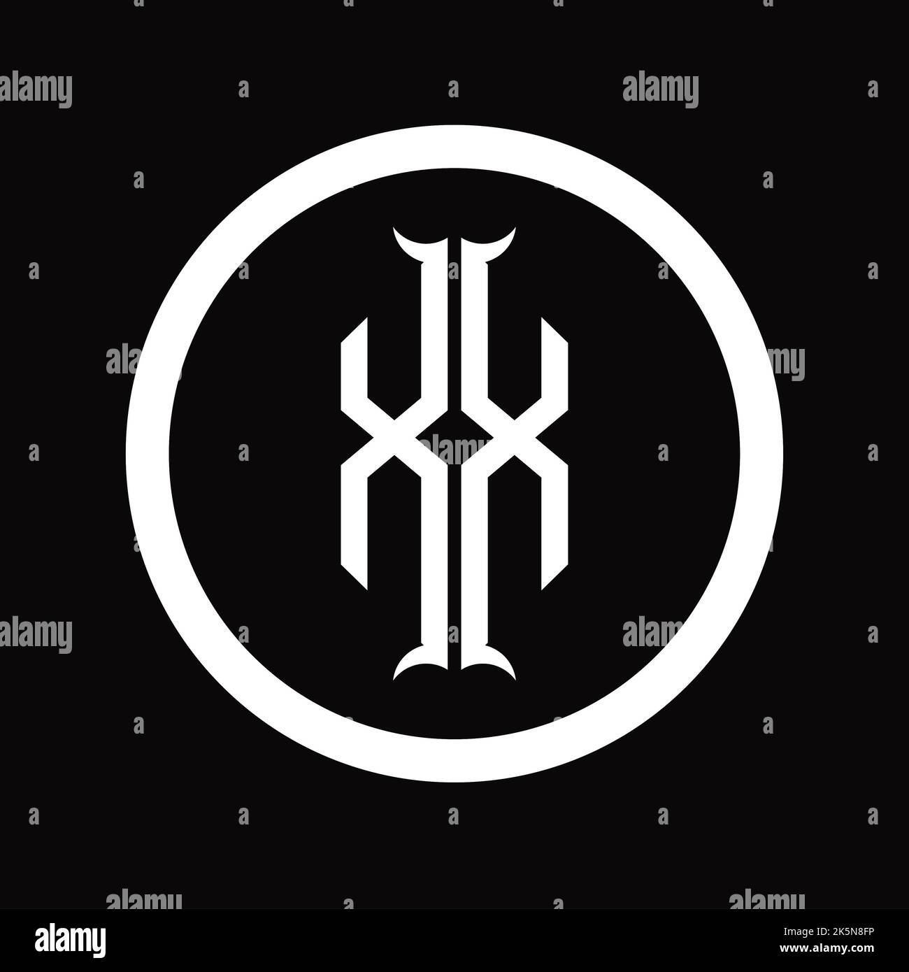 XX Logo monogram letter with hexagon horn shape design template Stock