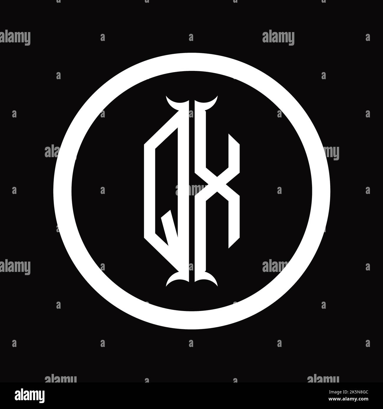 XQ Logo monogram letter with hexagon horn shape design template Stock ...