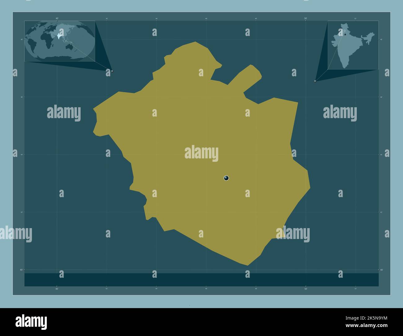 Chandigarh, union territory of India. Solid color shape. Locations of major cities of the region. Corner auxiliary location maps Stock Photo