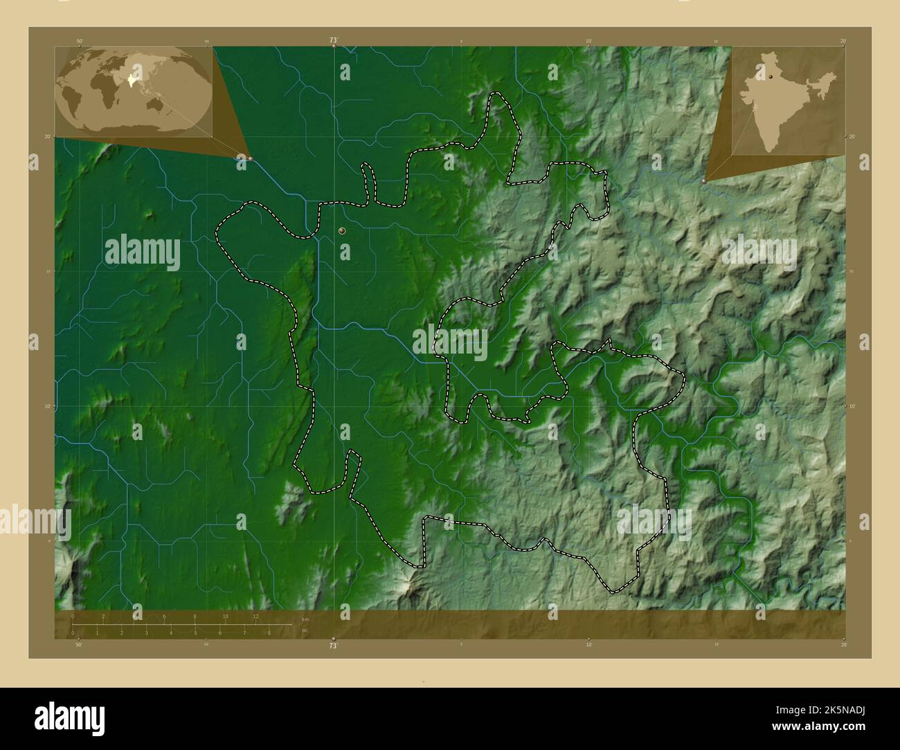 Dadra And Nagar Haveli Union Territory Of India Colored Elevation Map
