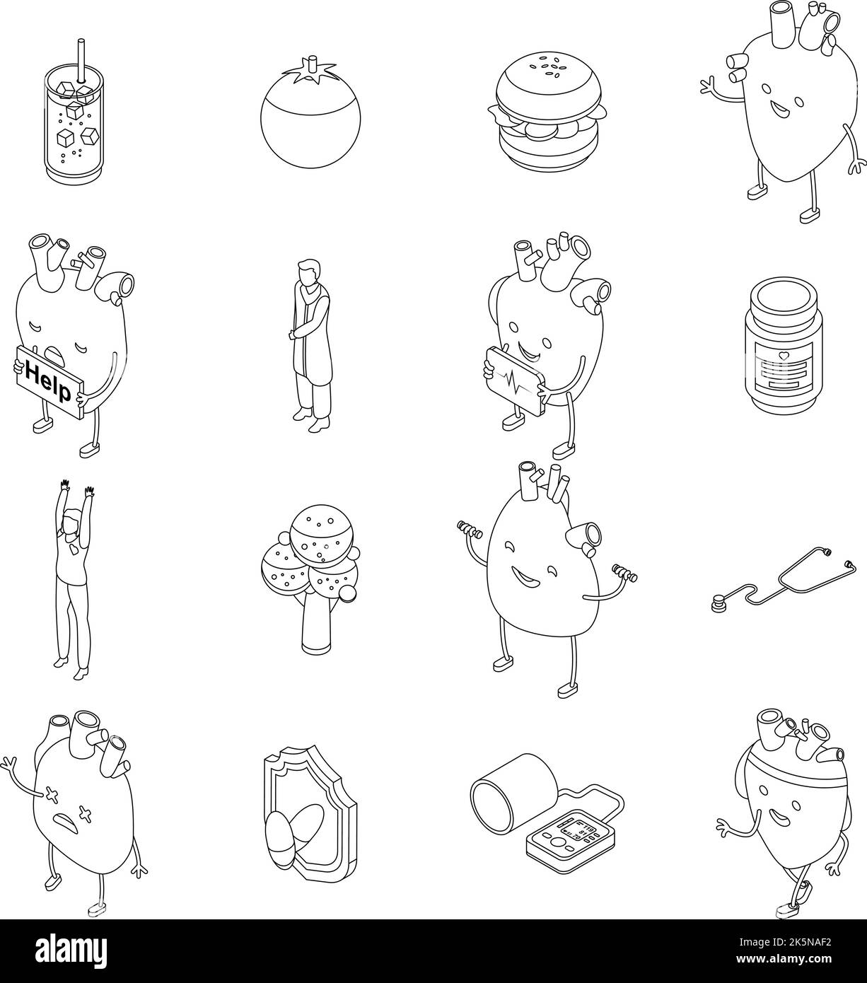 Healthy heart icons set. Isometric set of healthy heart vector icons ...