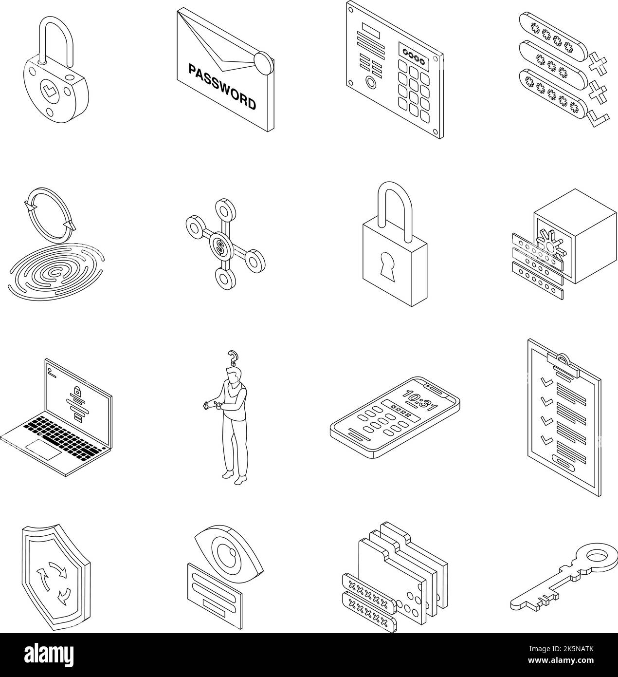 Password recovery icons set. Isometric set of password recovery vector ...