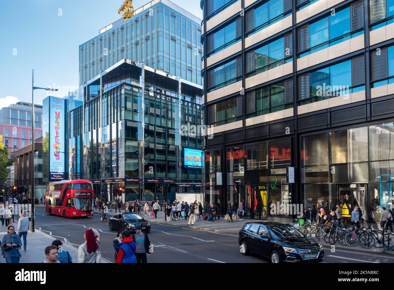 Soho Place Theatre and One Oxford Street, Charing Cross Road, London, UK Stock Photo
