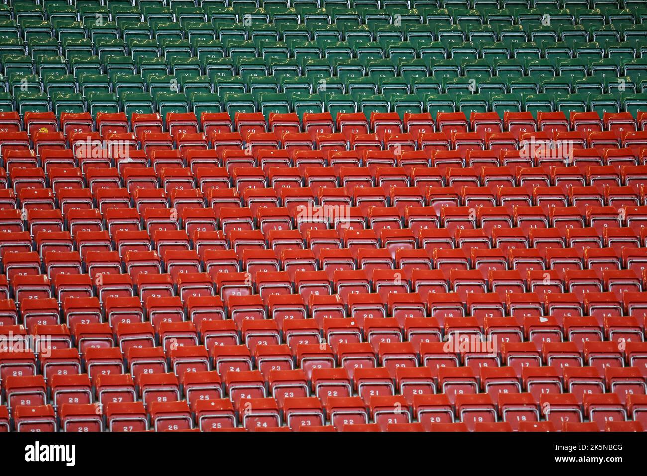 Tiered seating inside the Principality (formerly Millennium) stadium in Cardiff, Wales Stock Photo