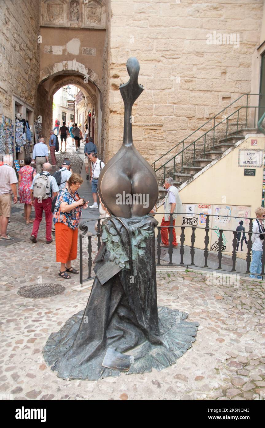 Statue of a musical instrument near Arco de Almedina, Coimbra, Portugal Stock Photo
