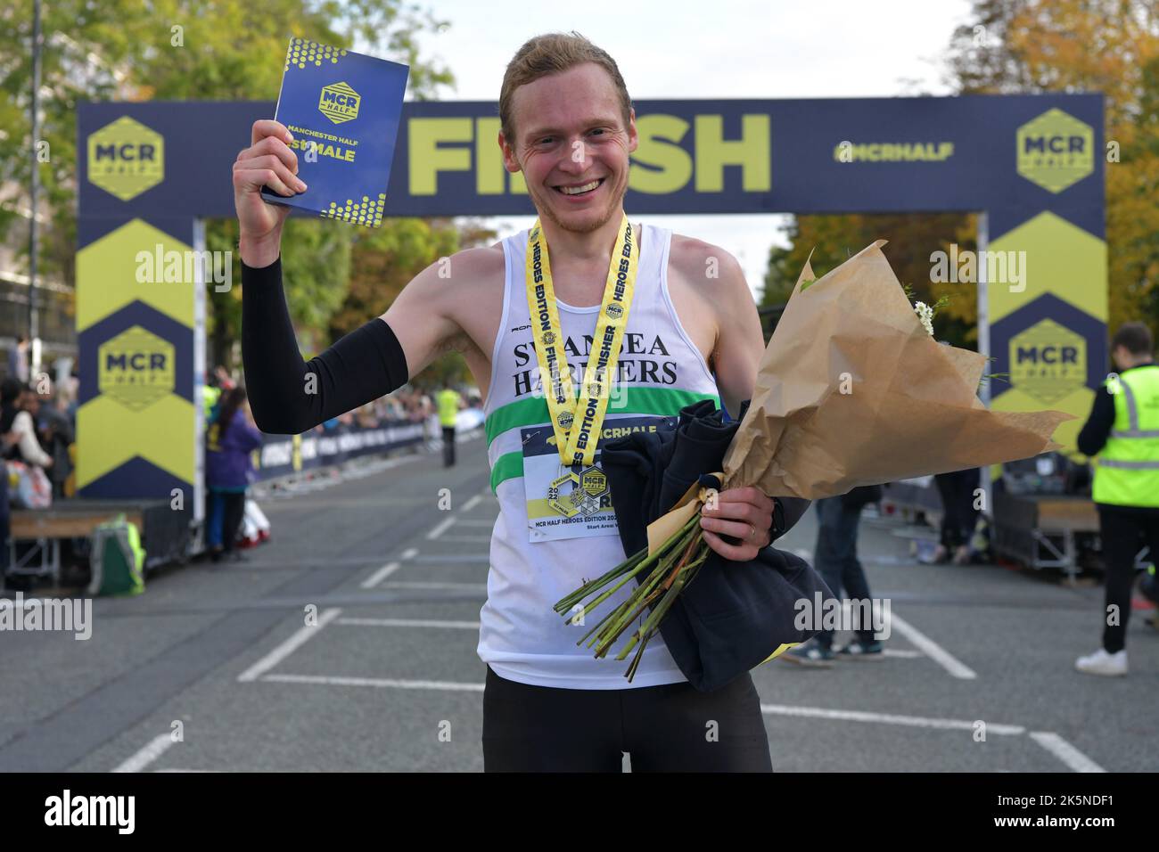 Manchester, UK. Sunday 9th Oct 2022. Kris Jones, Swansea Harriers wins