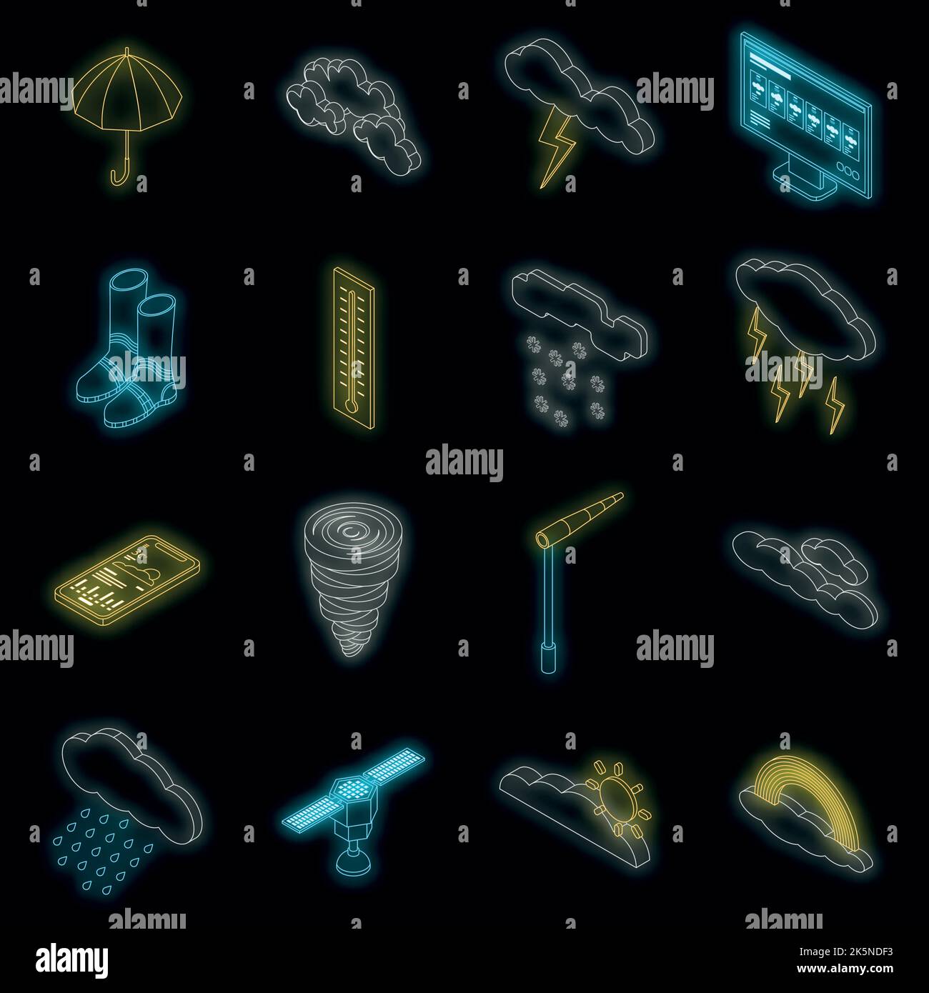 Cloudy weather icons set. Isometric set of cloudy weather vector icons ...