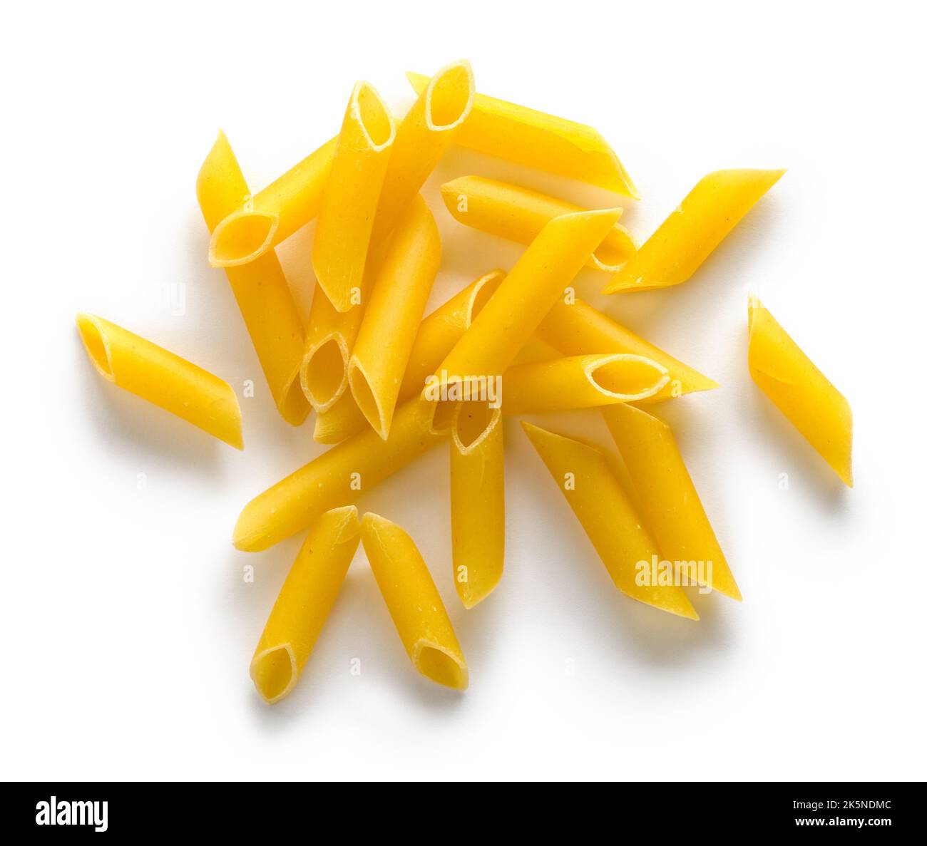 Pile of Penne Pasta Noodles Cut Out. Stock Photo