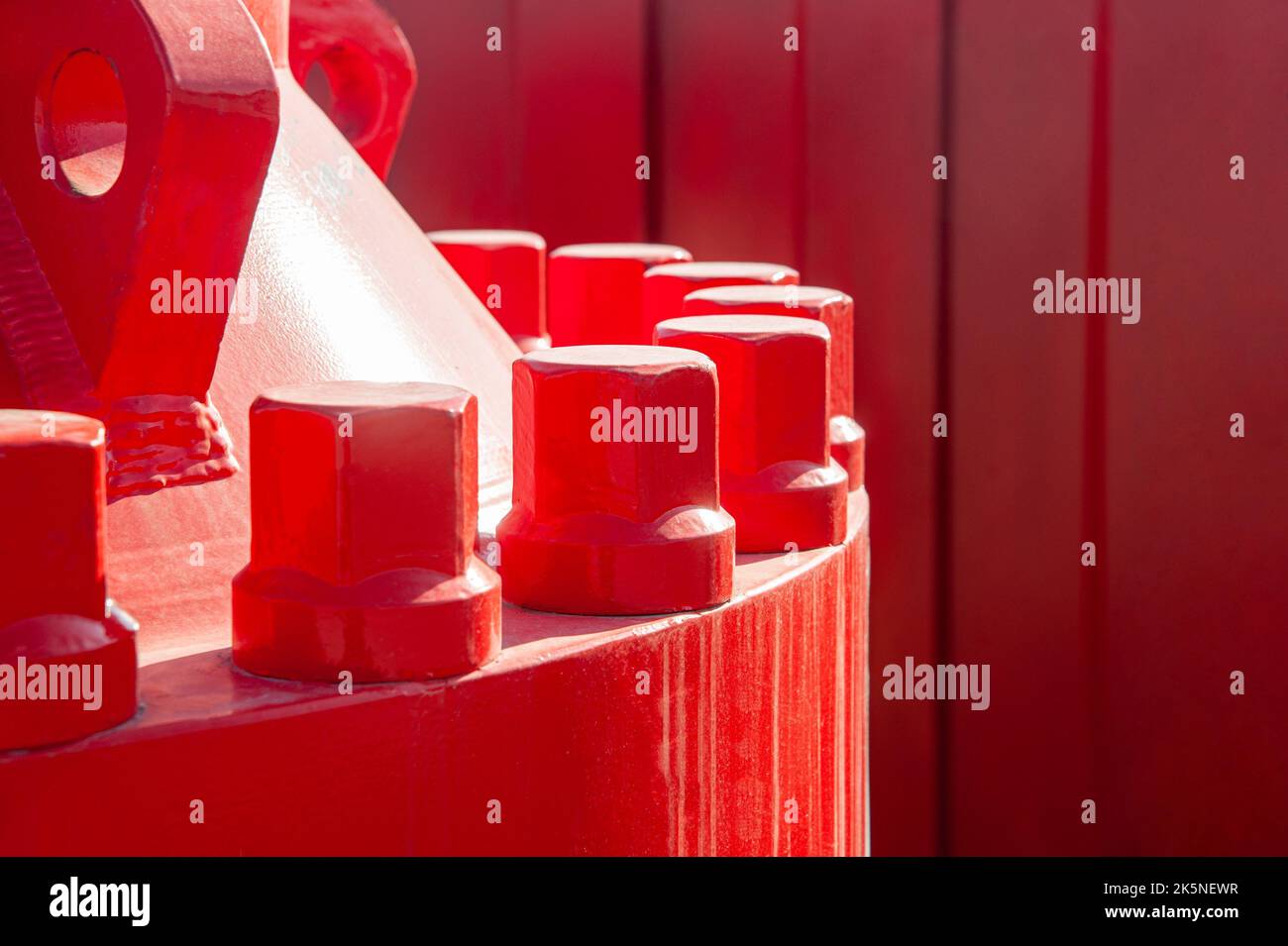 A closeup shot of red oil and gas engineering equipment Stock Photo