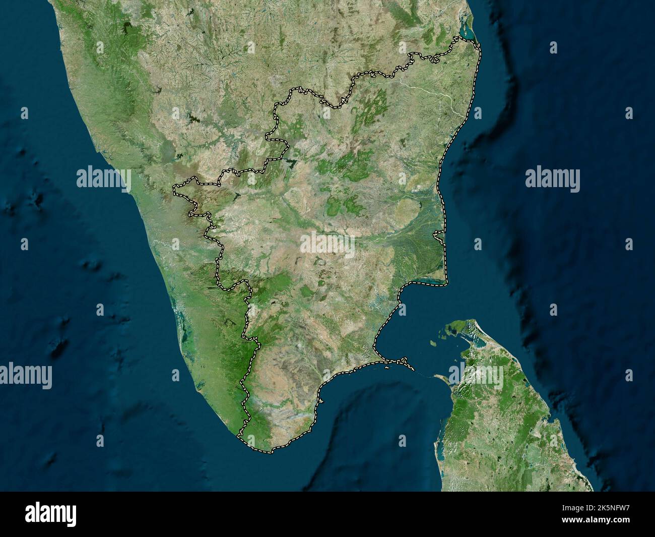 Tamil Nadu, state of India. High resolution satellite map Stock Photo