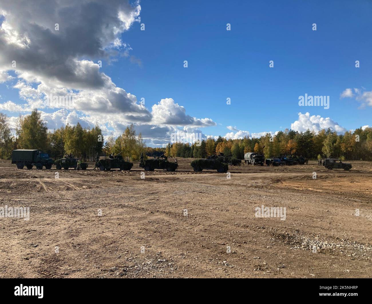 Gaiziunai, Germany. 09th Oct, 2022. Lithuanian military vehicles drive ...