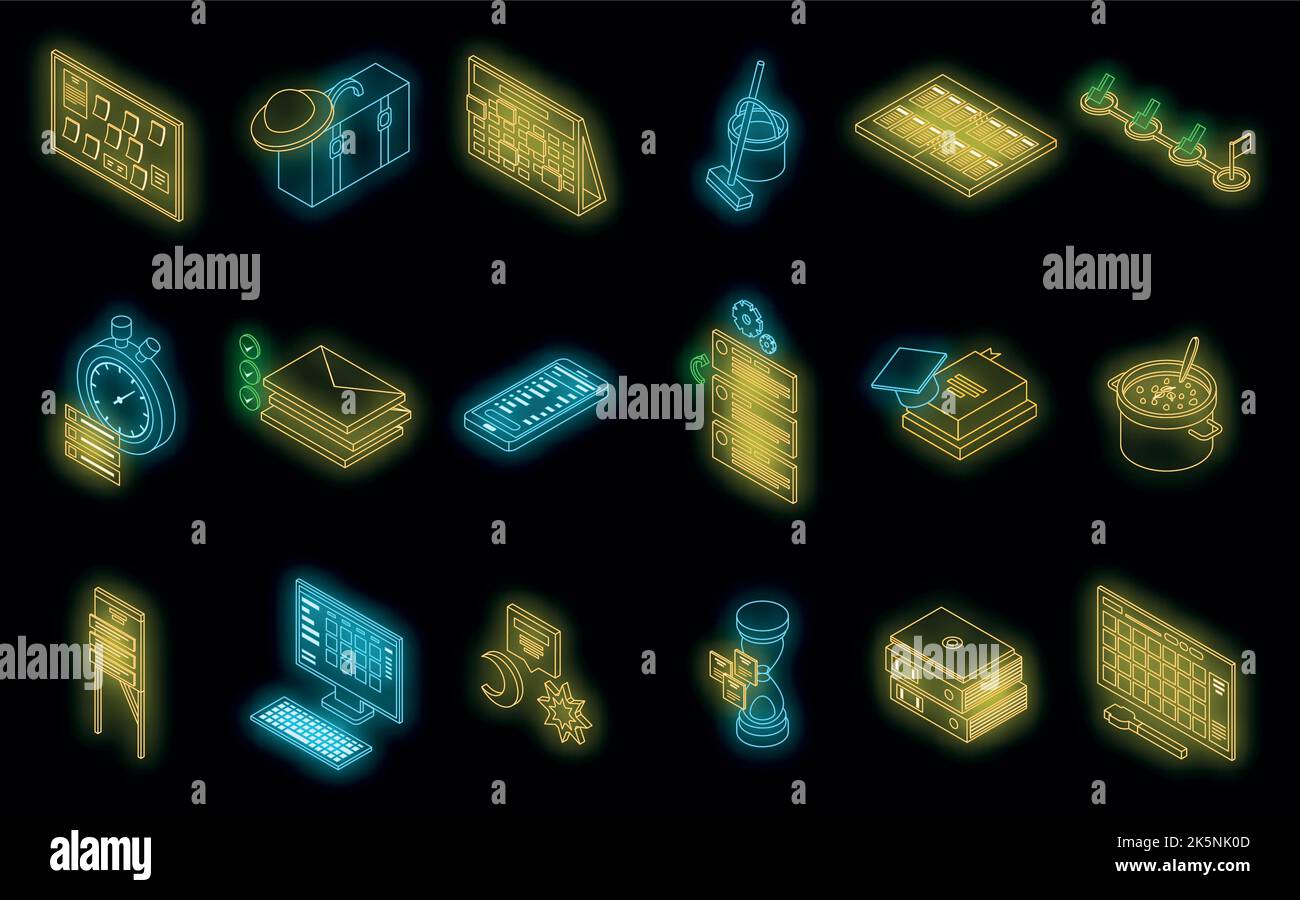 Task schedule icons set. Isometric set of task schedule vector icons ...
