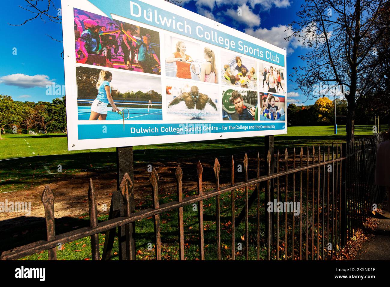 Signboard for Dulwich College Sports Club, College Rd, London, UK Stock Photo