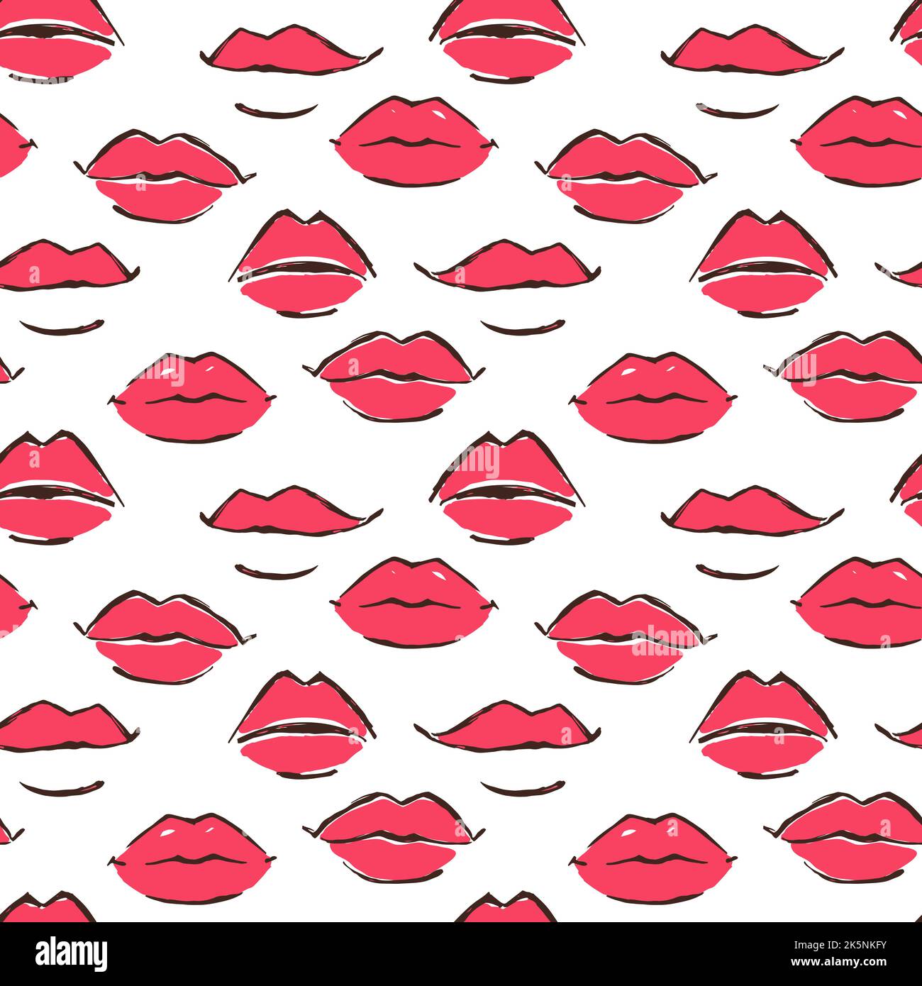 Seamless red leaps pattern hand painted with ink brush on white background. Vector illustration Stock Vector