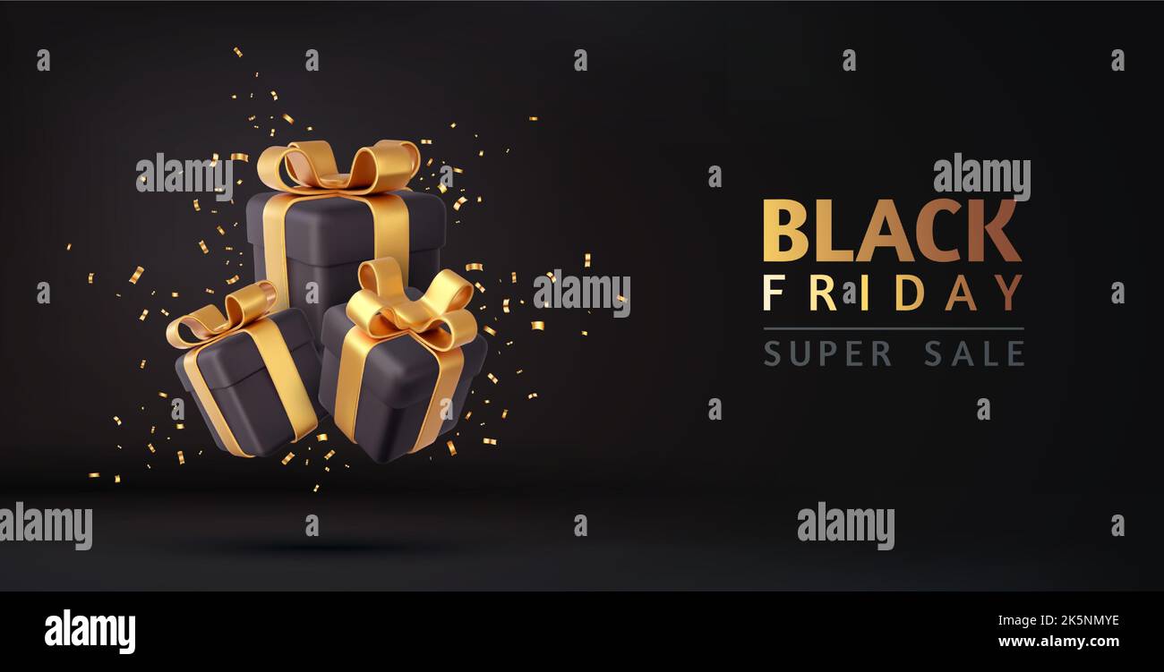 Vector 3d black gift Stock Vector Images - Alamy