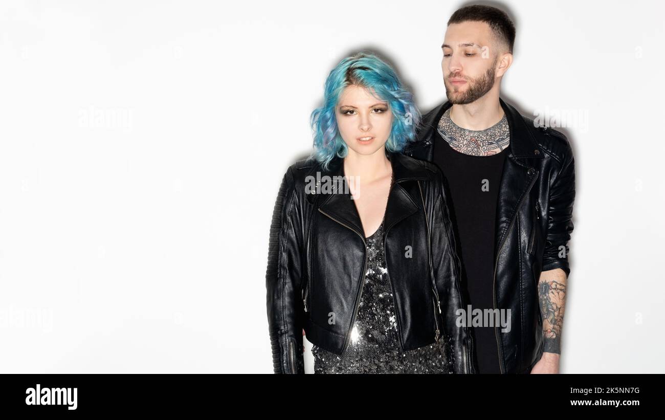 stylish look hipster couple boring party bad Stock Photo