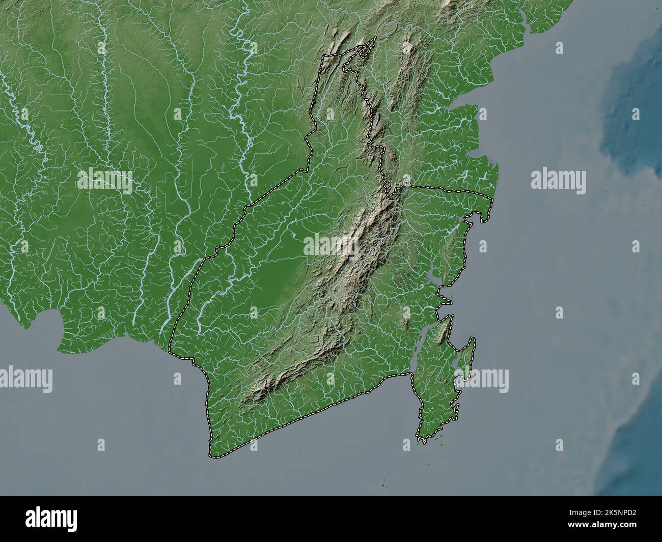 Kalimantan Selatan, province of Indonesia. Elevation map colored in wiki style with lakes and rivers Stock Photo