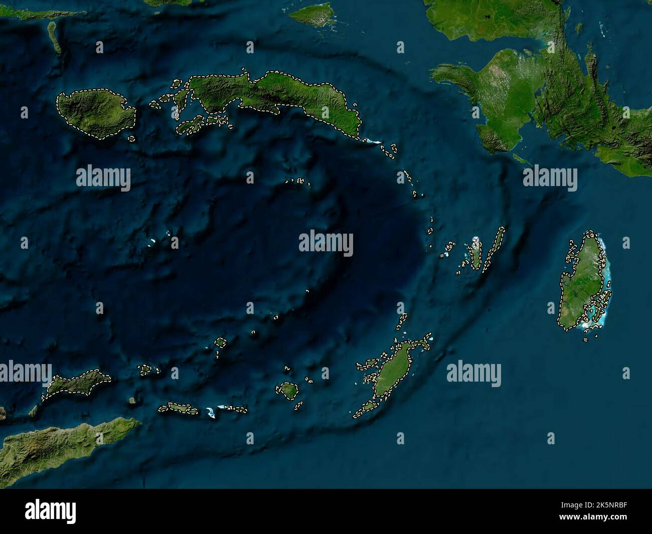 Maluku, province of Indonesia. Low resolution satellite map Stock Photo