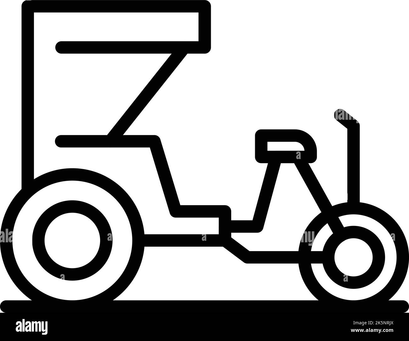 Cyclo trishaw icon outline vector. Old bike. Indian rickshaw Stock Vector