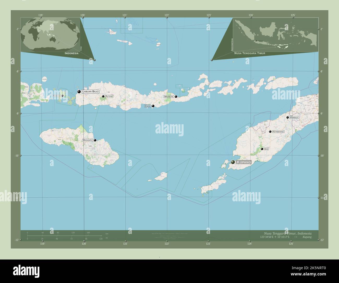 Nusa Tenggara Timur Province Of Indonesia Open Street Map Locations And Names Of Major Cities