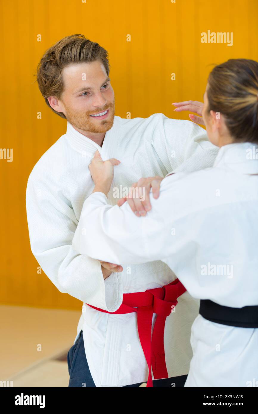 portrait of couple during judo training Stock Photo - Alamy