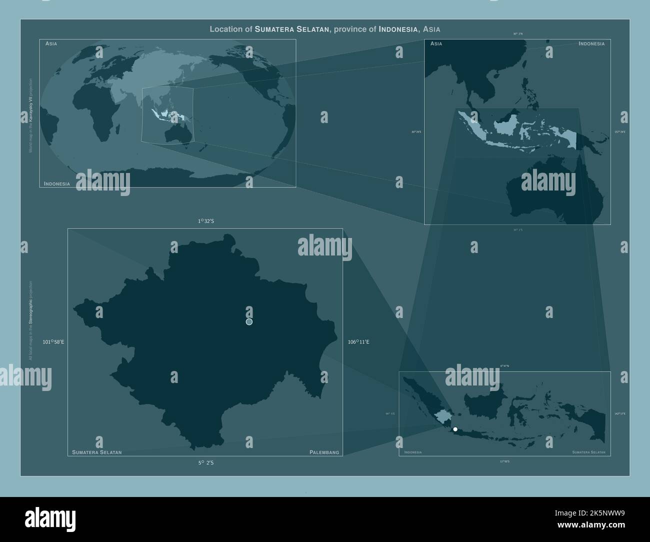 Sumatera Selatan, province of Indonesia. Diagram showing the location ...