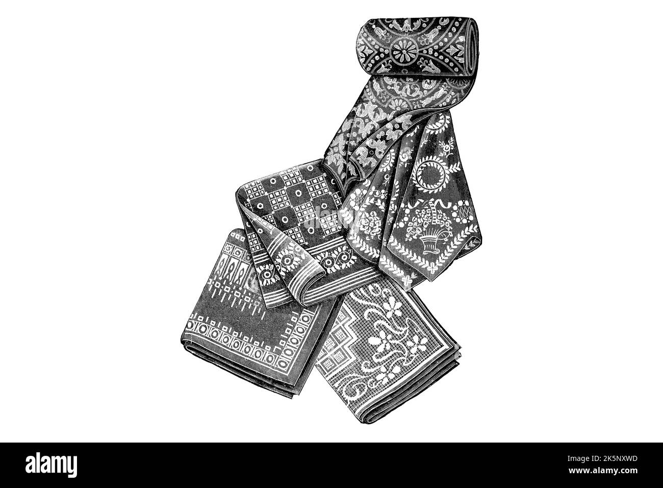 Tablecloths squareshaped drapery 1910s Vintage Illustration Stock