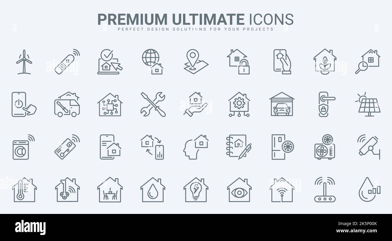 Smart home technology thin line icons set vector illustration. Outline ...
