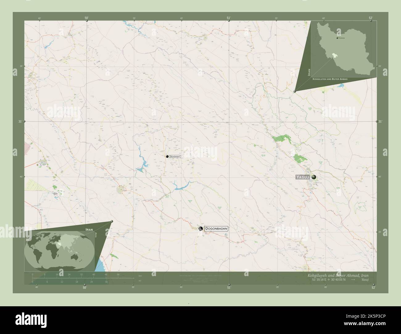 Kohgiluyeh and Buyer Ahmad, province of Iran. Open Street Map