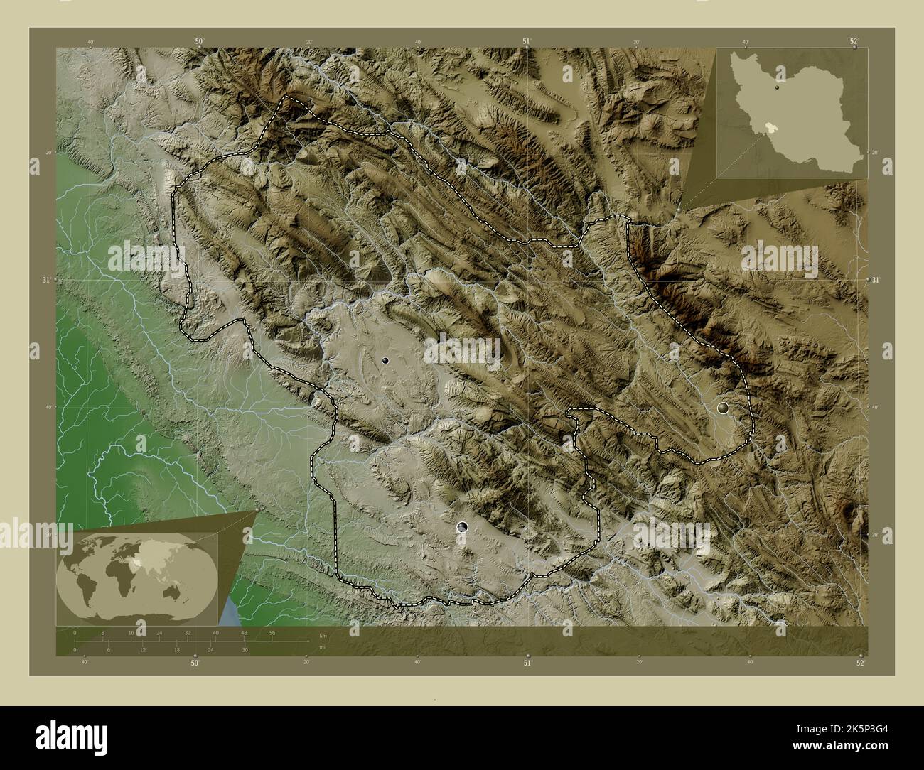 Kohgiluyeh and Buyer Ahmad, province of Iran. Elevation map colored in ...