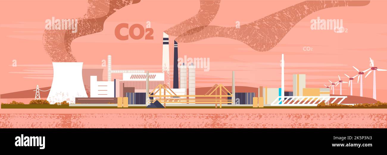 High Concrete Chimney Emits CO2 And Dangerous Fumes Presence Of Carbon High concrete chimney emits co2 and dangerous fumes presence of carbon