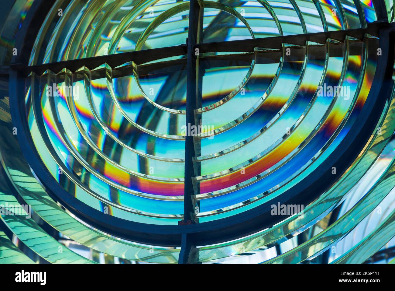 Fresnel lens, San Luis Point Lighthouse. A Fresnel lens is a type of  compact lens originally developed by French physicist Augustin-Jean Fresnel  for l Stock Photo - Alamy