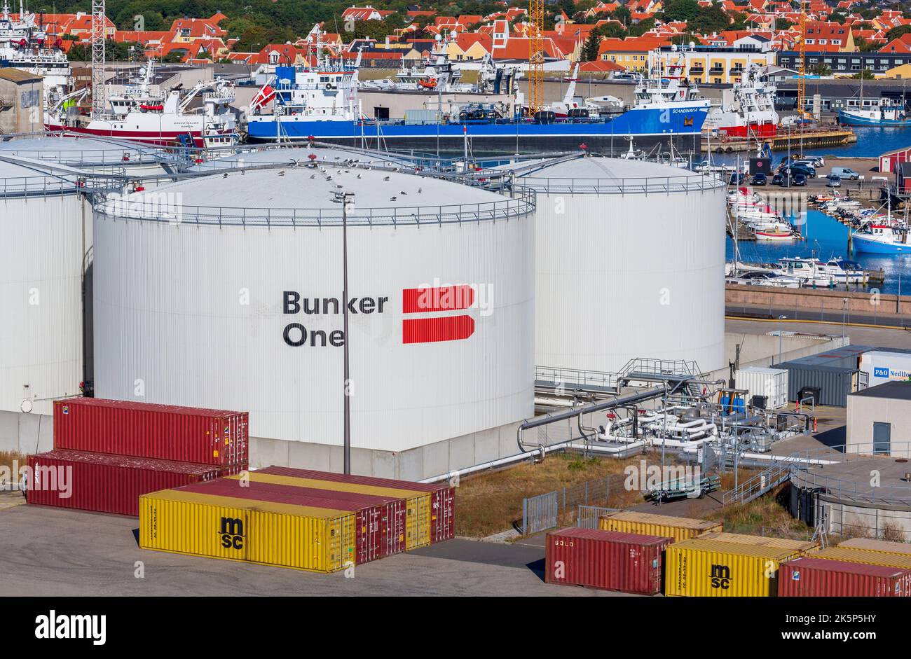 Oil storage tanks, Skagen, Denmark, Europe Stock Photo Alamy