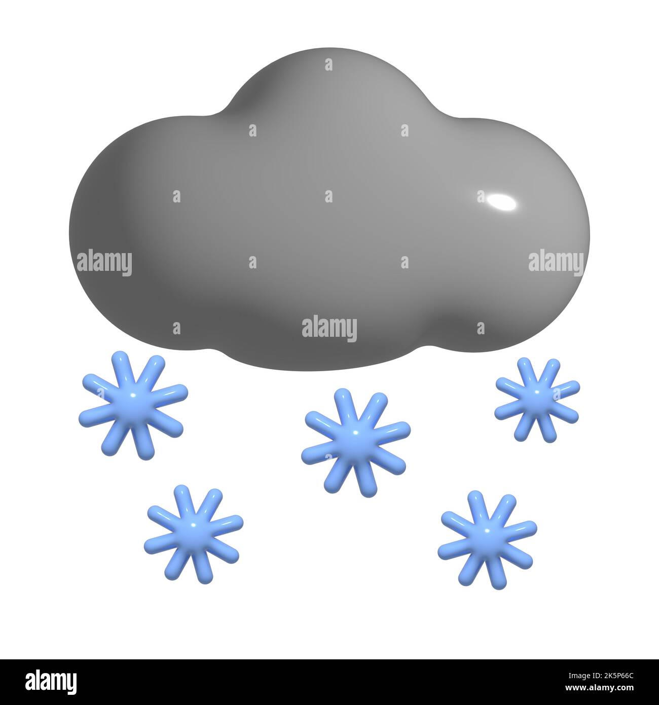 3D snow cloud grey icon. 3d snowstorm weather element isolated on a white background. Climate concept - soft cotton cartoon fluffy cloud. Render plast Stock Photo