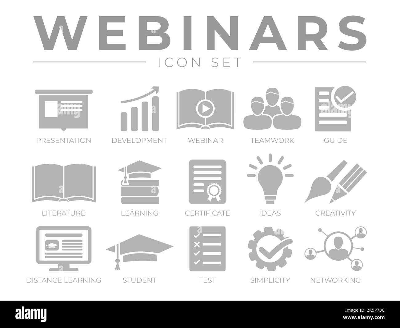 Webinar Icon Set. Presentation, Development, Webinars, Networking
