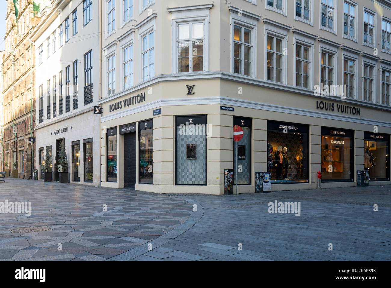 Copenhagen, Denmark. October 2022. External view of the Louis Vuitton brand store in the city center Stock Photo