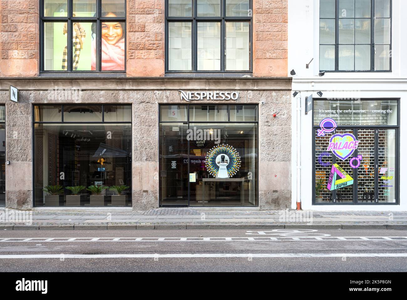 Copenhagen, Denmark. October 2022. External view of the Nespresso brand store in the city center Stock Photo