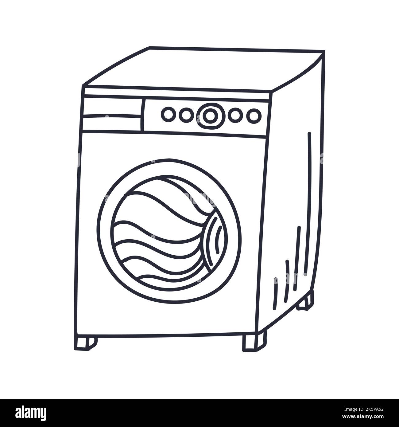 Vector illustration of a washing machine in hand drawn doodle style. Vector illustration Stock Vector