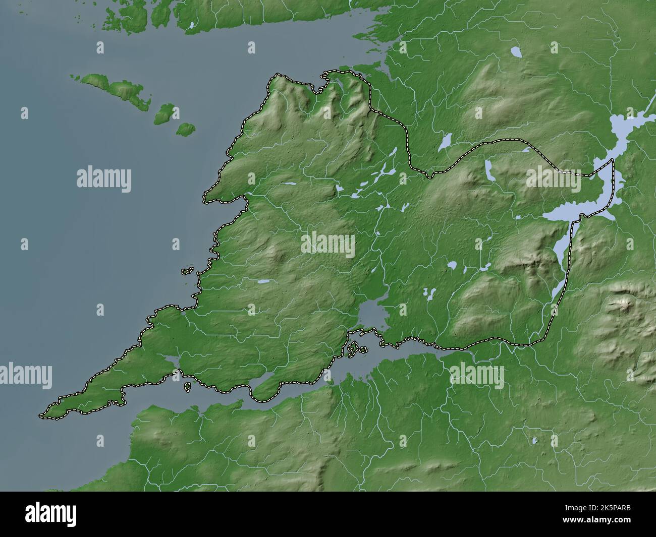 Clare, county of Ireland. Elevation map colored in wiki style with lakes and rivers Stock Photo