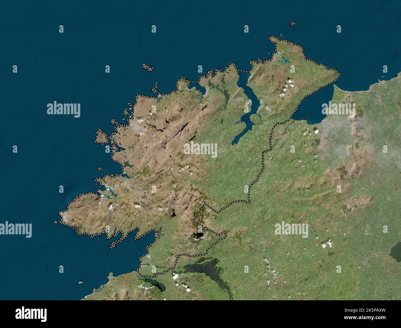 Donegal, county of Ireland. Low resolution satellite map Stock Photo