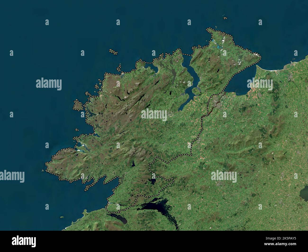 Donegal, county of Ireland. High resolution satellite map Stock Photo