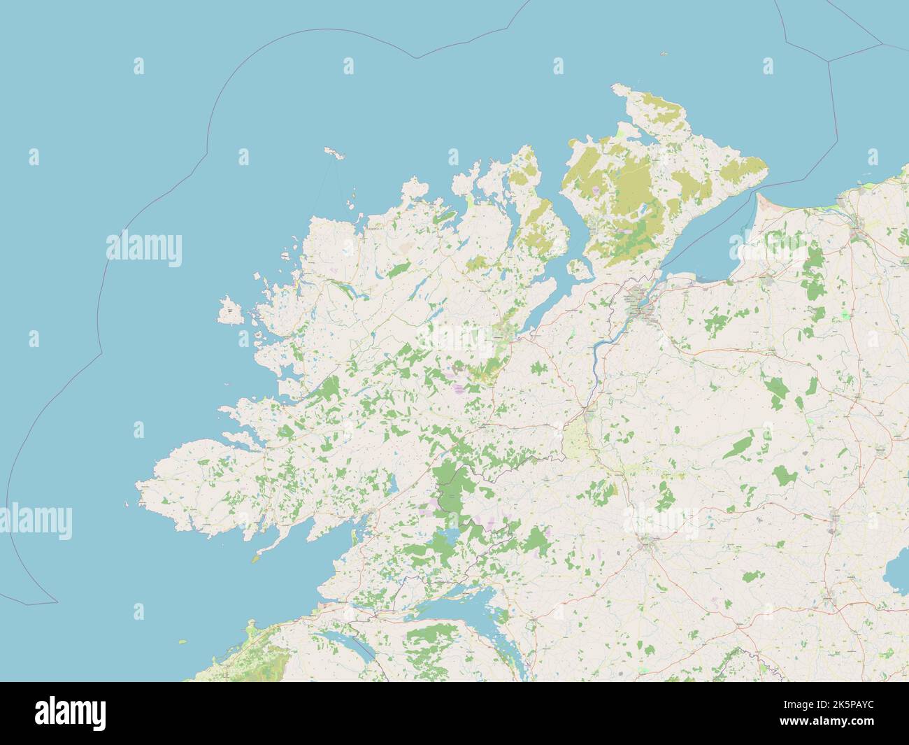 Donegal, county of Ireland. Open Street Map Stock Photo