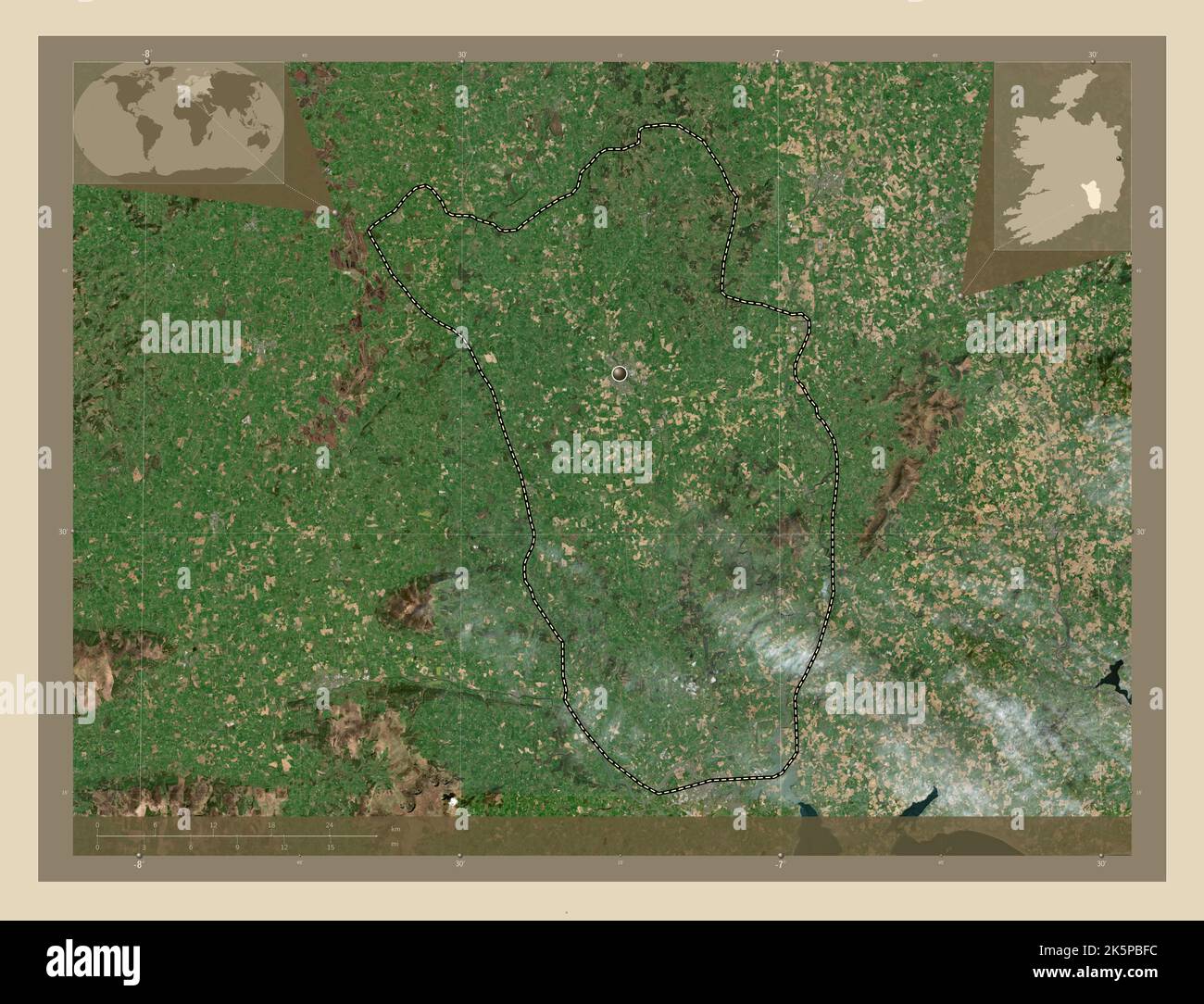 Kilkenny, county of Ireland. High resolution satellite map. Corner auxiliary location maps Stock Photo