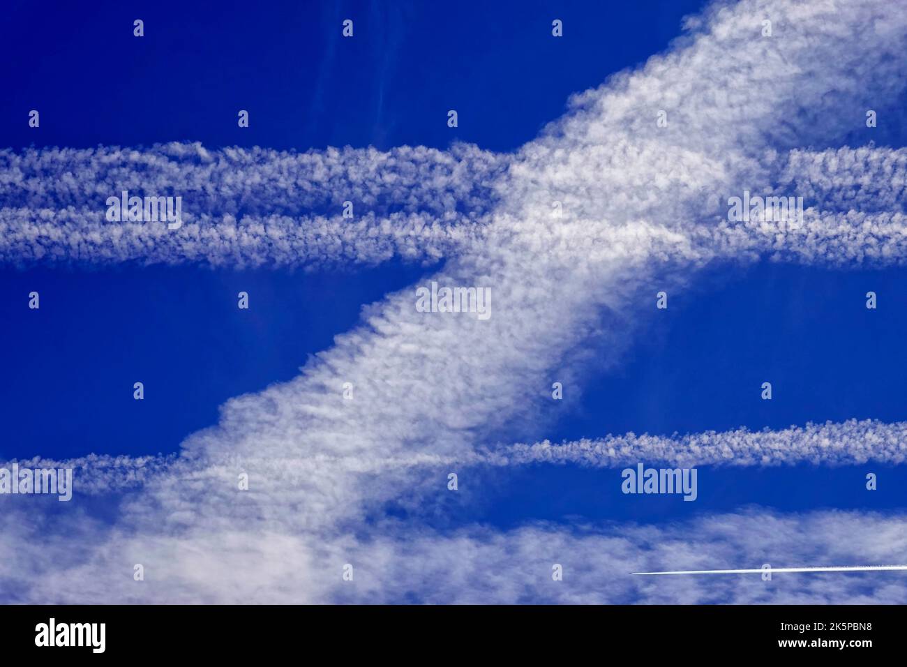 Contrails, vapor trails line-shaped clouds produced by aircraft engine ...